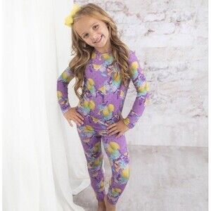 $48 LITTLE DREAMERS Bamboo Viscose 2 Piece Pajama Set Lemon Fruit Fitted Cozy 7